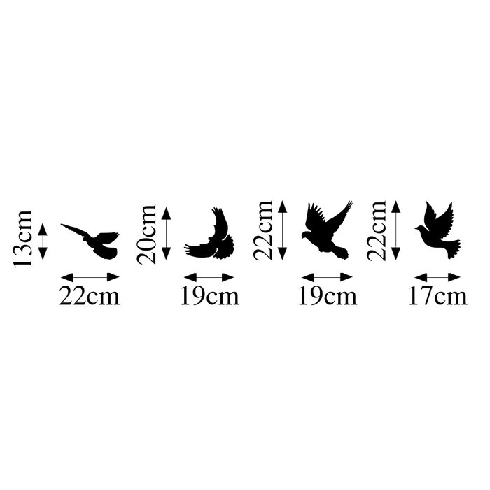Wallity Pigeons - 293 Escultura de pared de metal negra